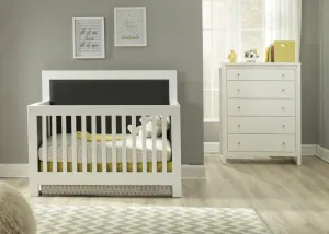 Alba Convertible Crib Set in White Finish