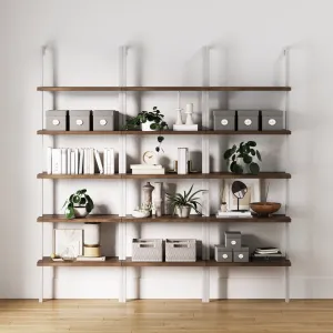 Ladder Bookshelf Oak Matte White Set of 3